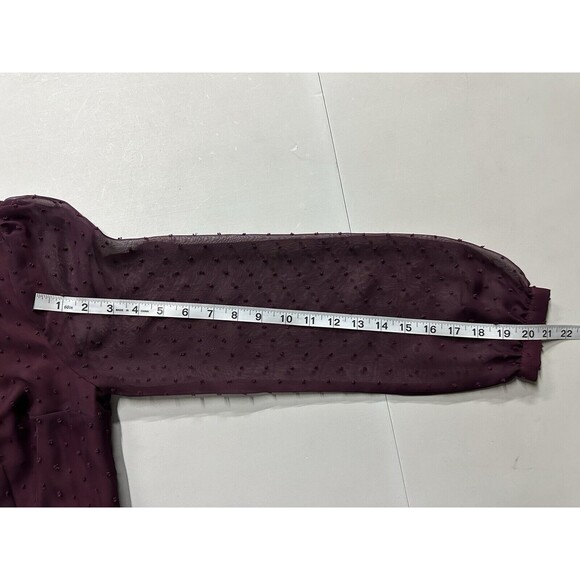 Modcloth Apogee of Elegance Swiss Dot Chiffon Burgundy Fit Flare Dress 6 AQ3513f - Picture 14 of 16